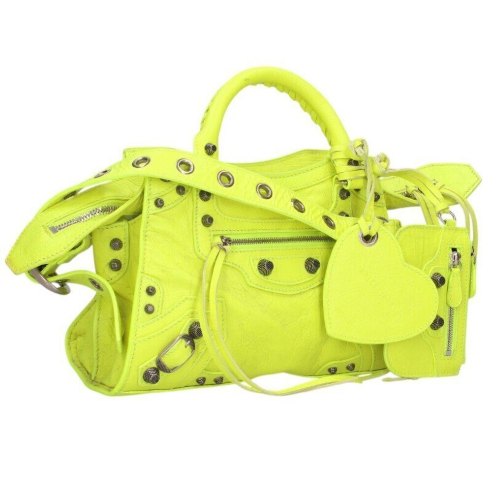 Balenciaga Neo Cagool Leather Handbag Yellow